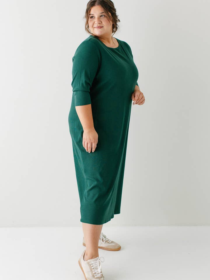 The Main Street Exchange - Wholesale Dress - Women's - 'Constance' 3/4 Sleeve Ribbed Midi Dress FINAL SALE18