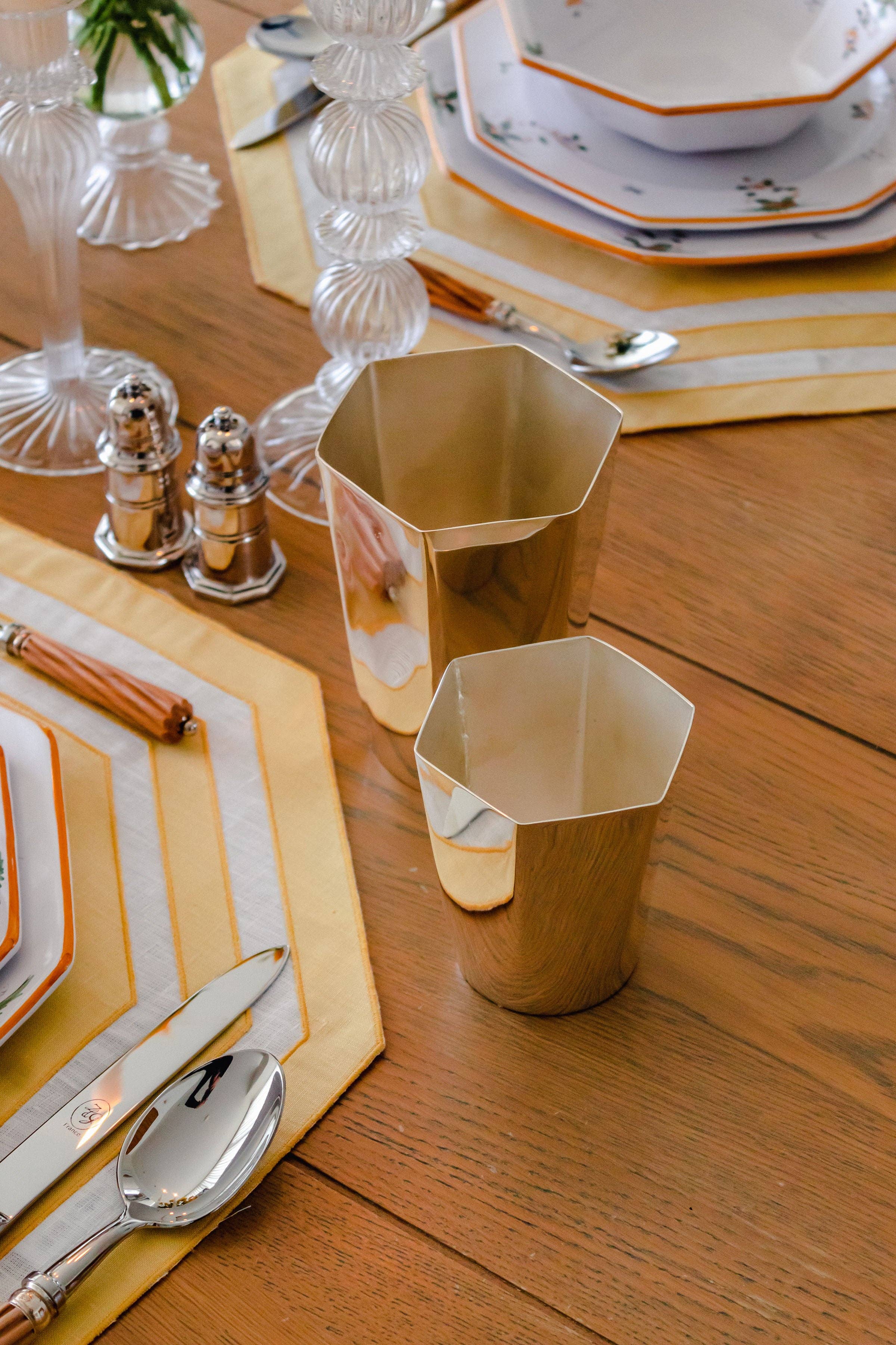 ESENCIAL HOGAR - Wholesale Drinking Glass/Cup - Hexagon Silver-Plated Small Tumbler5