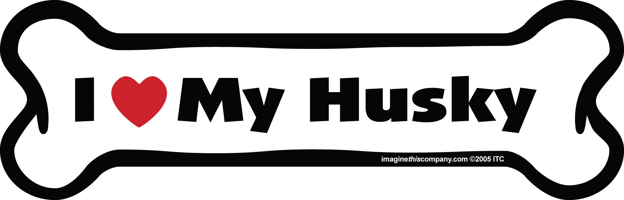 Imagine This Company - Vente Aimants - Aimant pour voiture « I Love My Husky » * Bone3