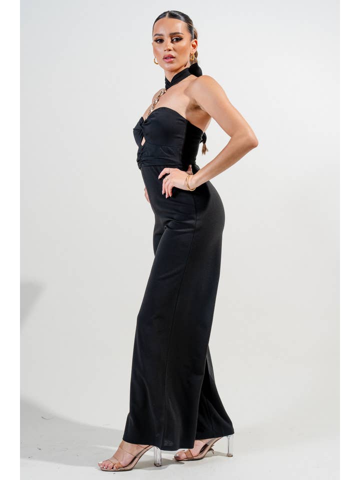 PRIVY - Wholesale Jumpsuit - Women's - PJKS11239B_CREPE CUTOUT TUBE TOP WITH CHAIN ACCENT JUMPSUIT1