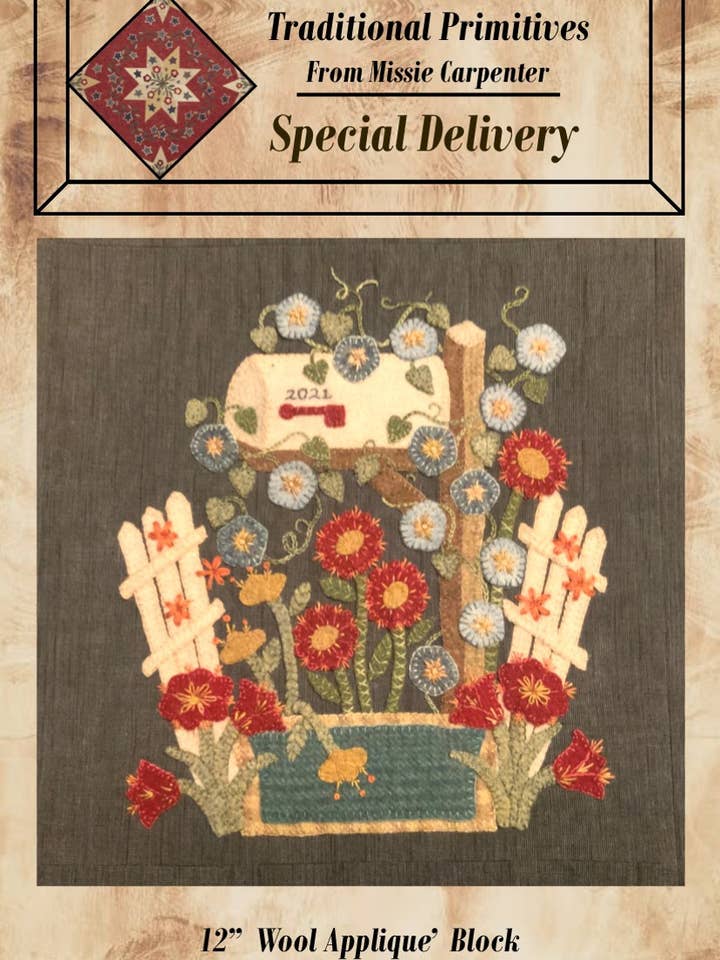 Patrón de apliques de lana en bloque con entrega especial para venta al por mayor de Traditional Primitives