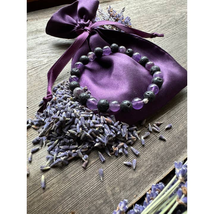 Lavender Beads - Wholesale Aromatherapy Bracelet - Aromatherapy Diffuser Bracelet Lava Stone and Amethyst4