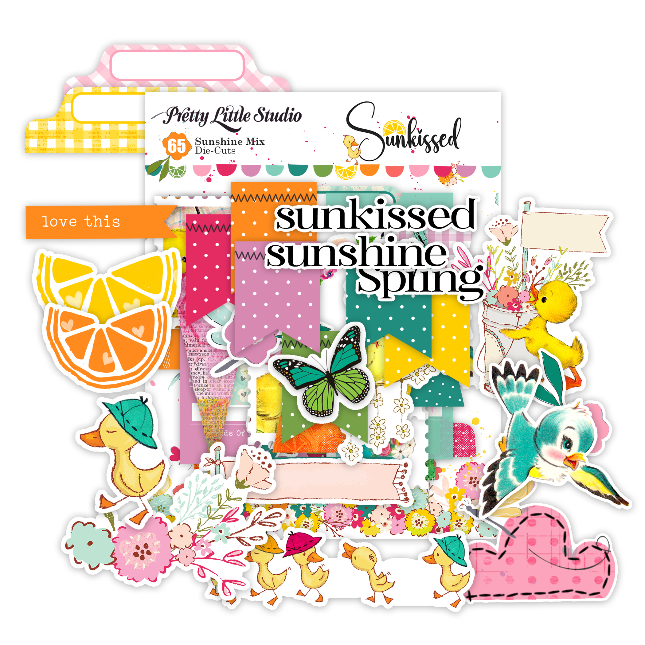 Pretty Little Studio – Engroshandel Cutouts – Sunshine Mix Ephemera - 65 stk | Sommerudskæringer, billetter1