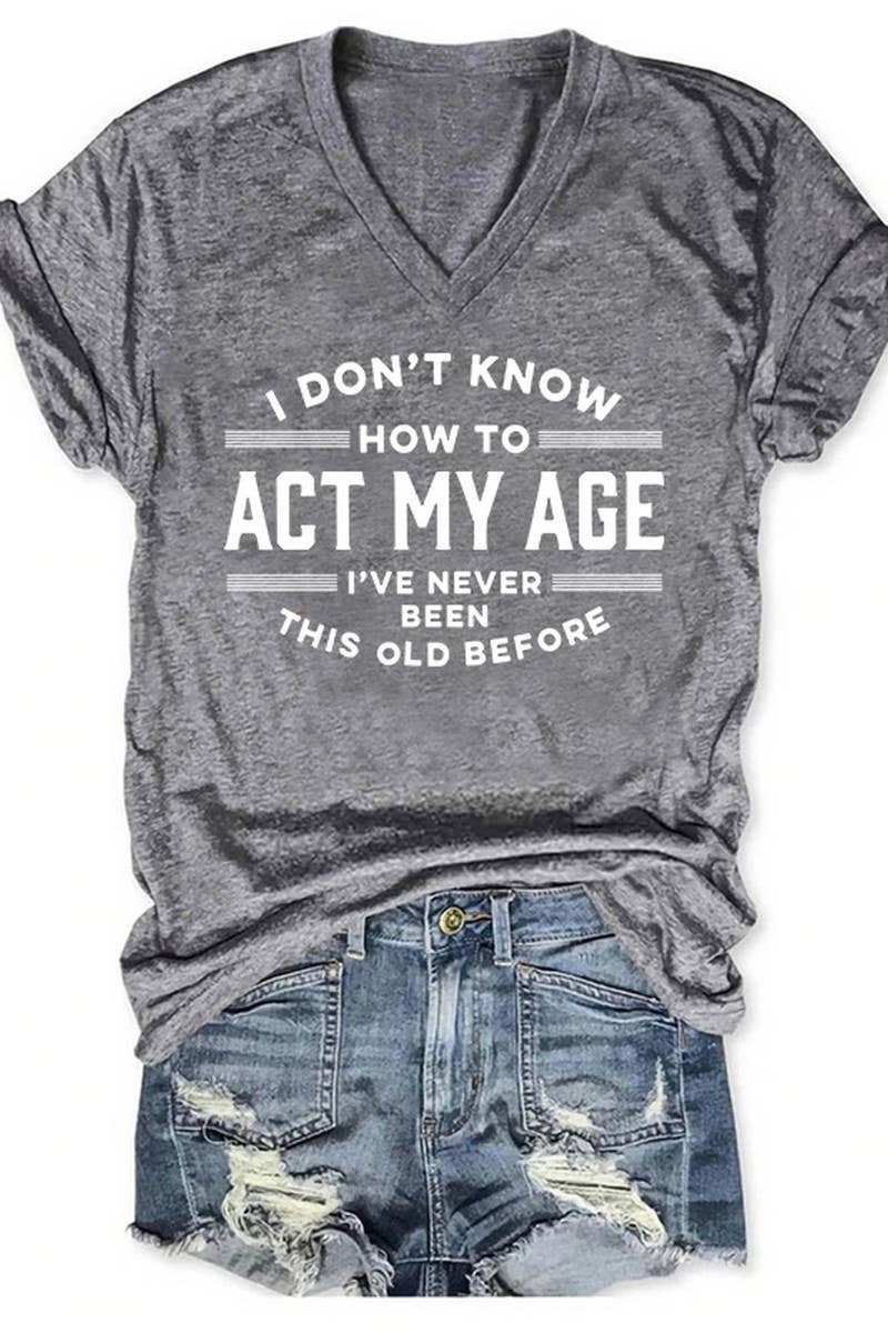 NINEXIS - Wholesale Screen Printed T-Shirt - Women's - CWTTS1066_LETTER PRINT V NECK SHORT SLEEVED T SHIRT9