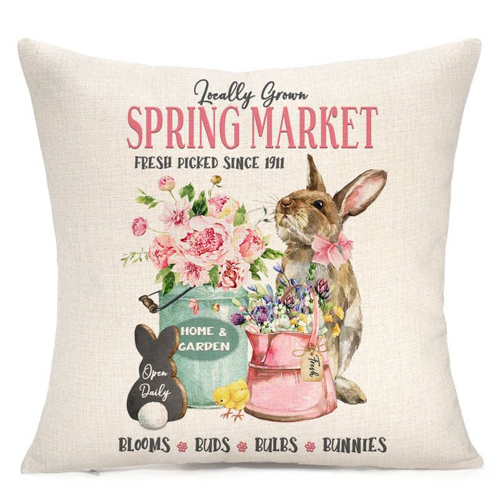 Spring Market Bunny Easter Throw pillow for wholesale by This Joyful Home