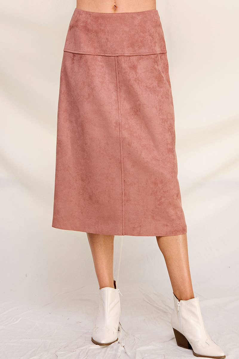 Allie Rose - Vente Jupe – femme - Jupe midi en microsuède souple8