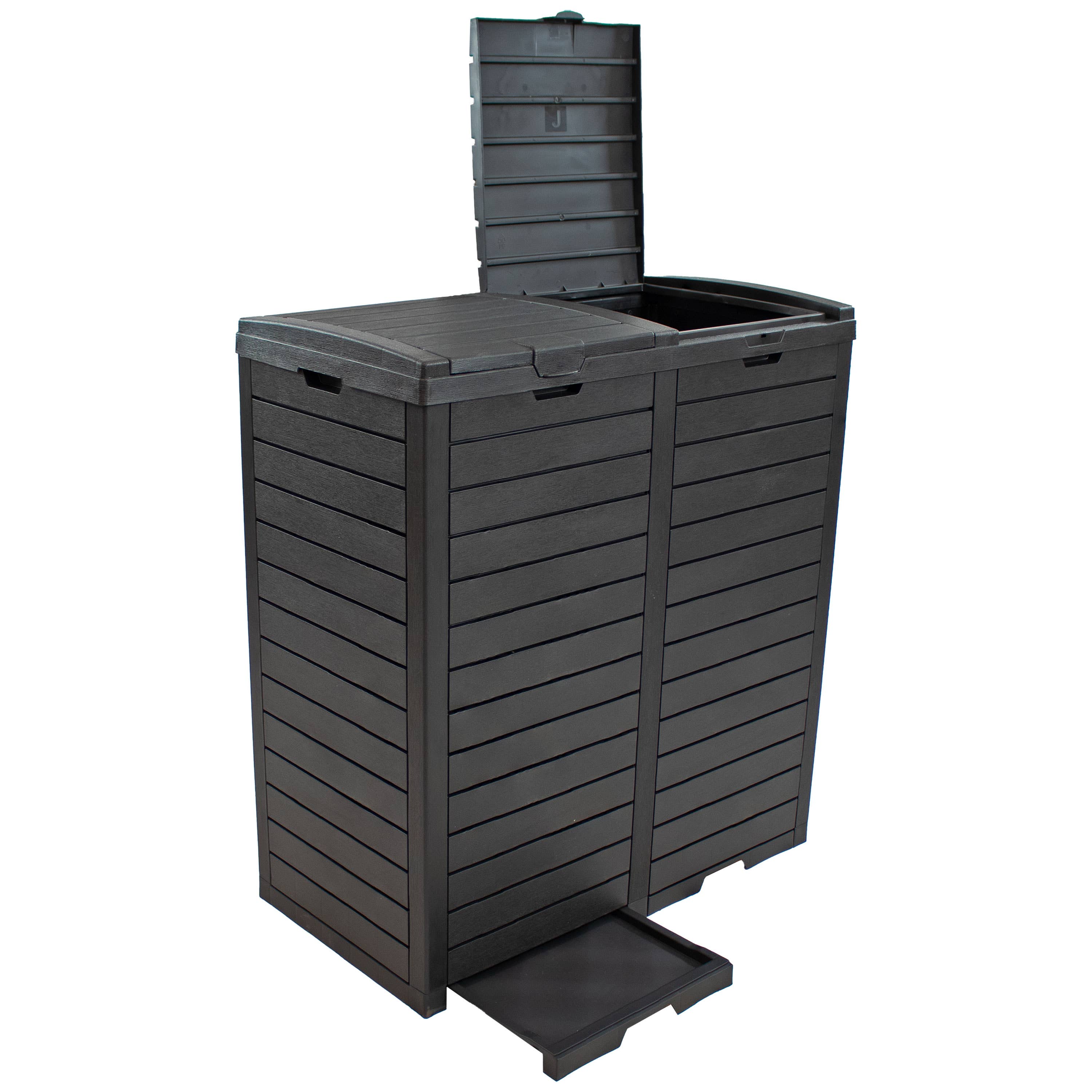 Sunnydaze Decor - Wholesale Trashcan/Trash Bin - 78 Gal. Outdoor Double Trash Can with Lids - Black10