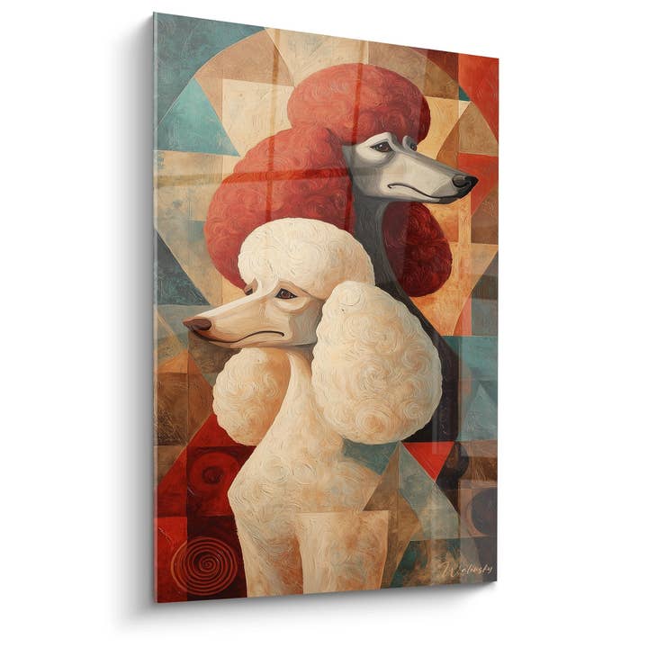 Tabla Caniches Geométricos Rojo y Blanco - Dúo Artístico - Edición Caniche para venta al por mayor de Walensky