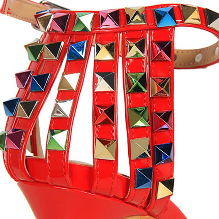 ACCITY - Wholesale High Heels - Women's - WOMEN STILETTO OPEN TOE STUDDED HIGH HEELS_CWSHH00566