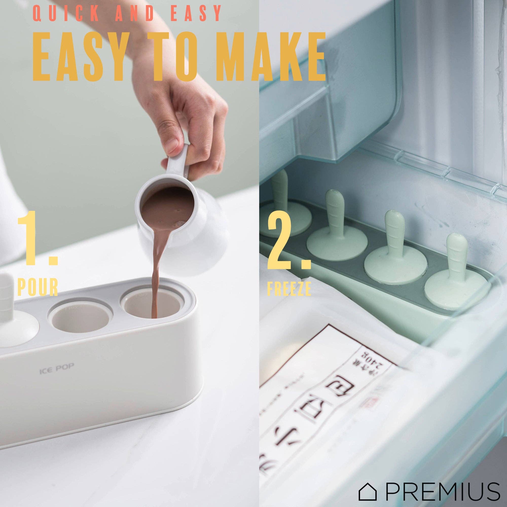 ShopBobbys – wholesale Kitchen tool/gadget – PREMIUS 4 Silicone Ice Pop Maker Mold Set, White, 9.25x2.95x4.52 Inches4