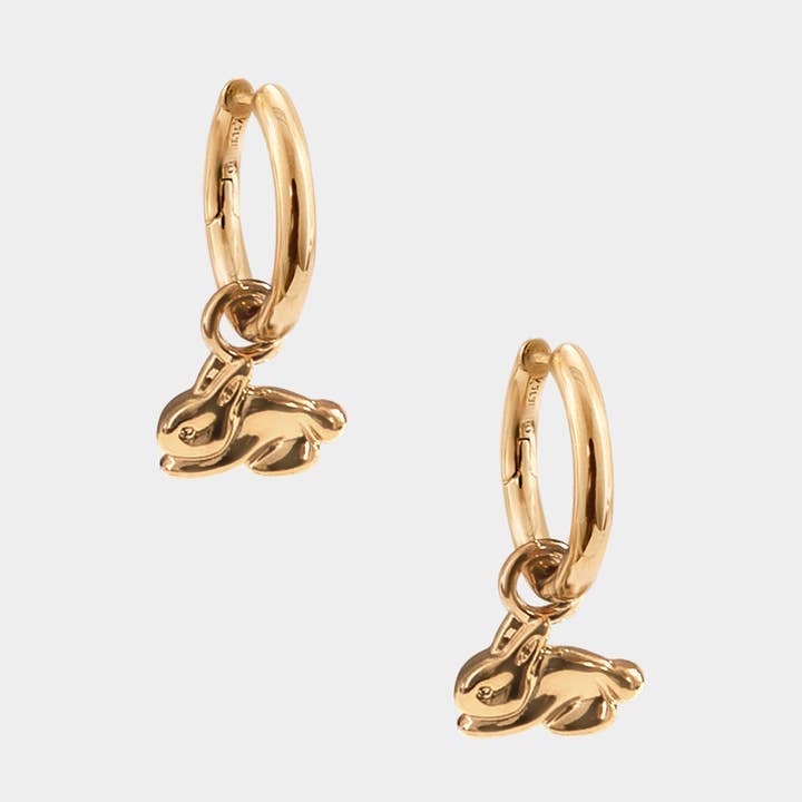 Bunny Charm Hoops for wholesale by Kara Yoo