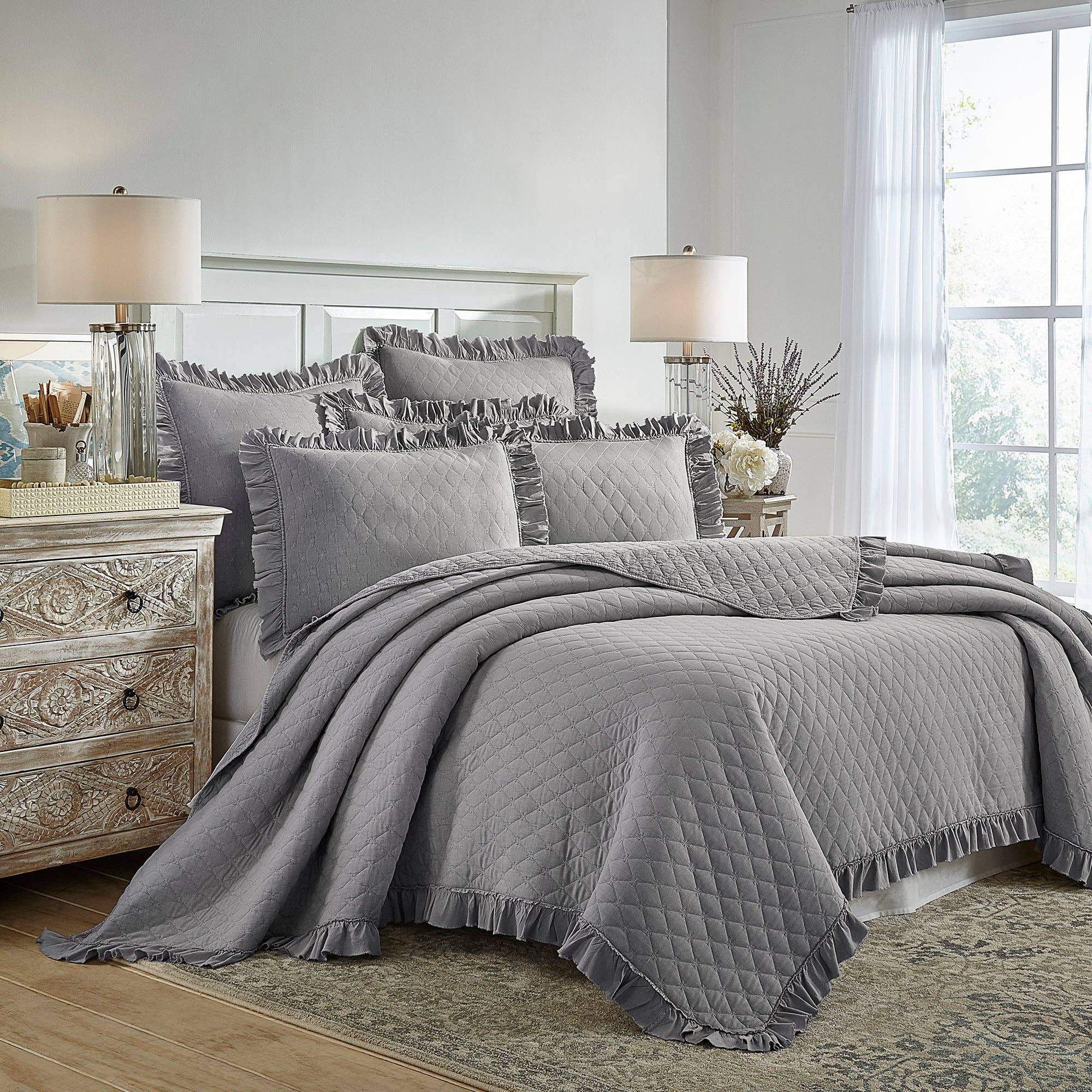 Stonewash Grey Quilt Set for wholesale on Faire3