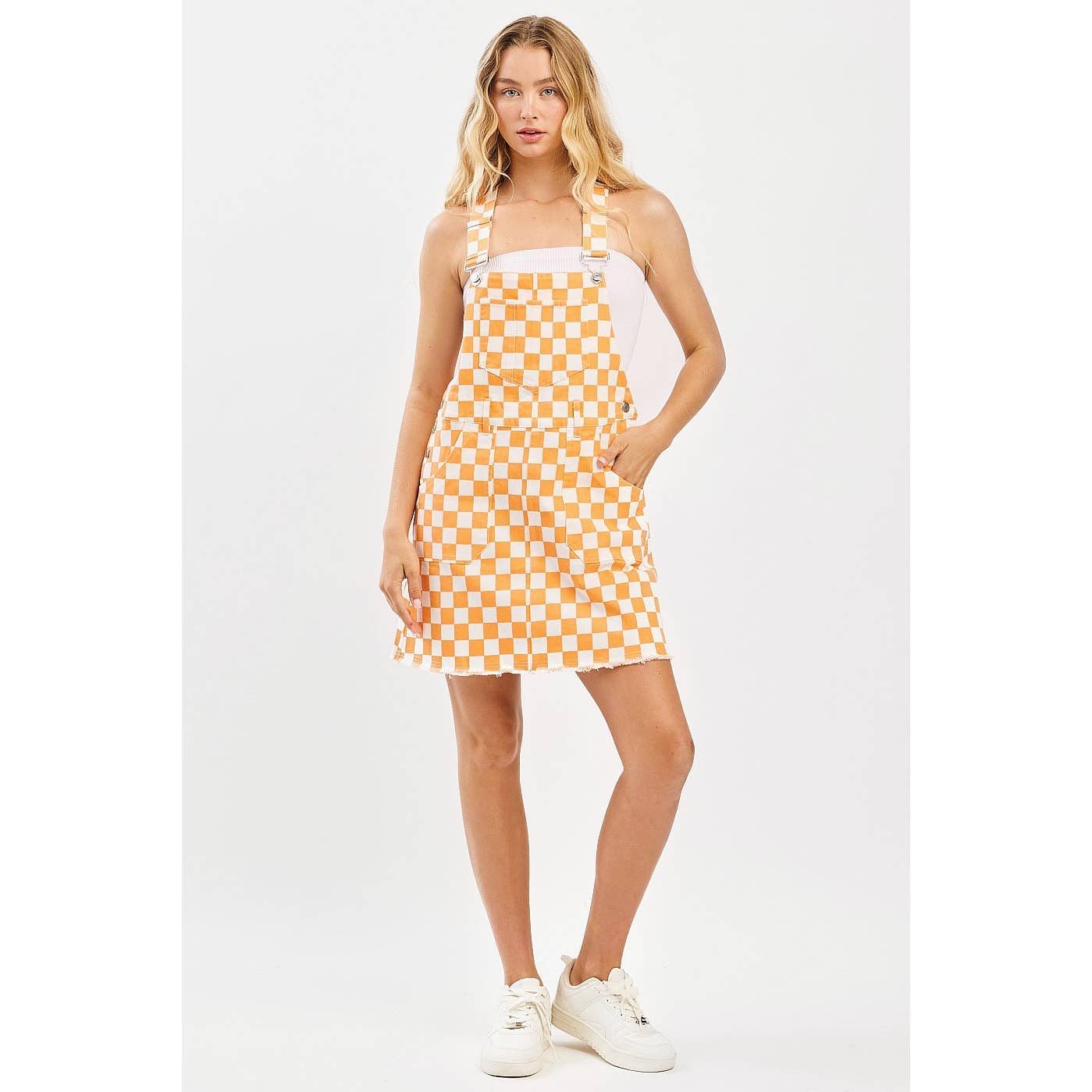 mittoshop - Wholesale Dress - Women's - GAME DAY CHECKERED BIB OVERALL MINI DRESS9
