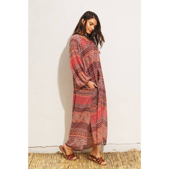 MATTONE/MULTI Abito abbottonato a righe Paisley in vendita all'ingrosso su Faire1