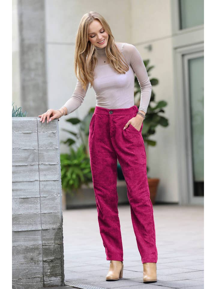 42POPS - Wholesale Pants - Women's - ,,....HIGH RISE CORDUROY PANTS WITH POCKETS