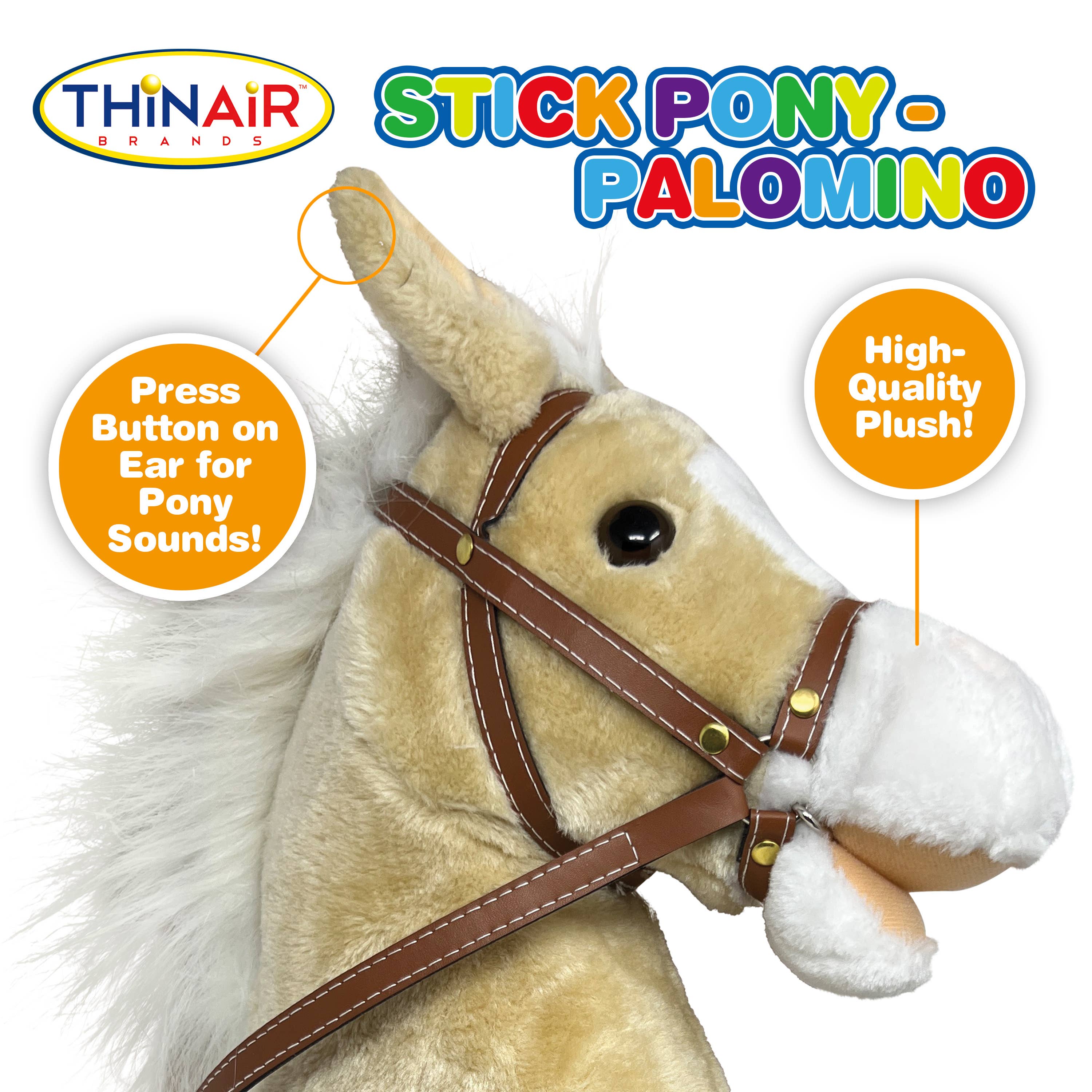 Thin Air Brands - Wholesale Classic Toy - Kids - Stick Pony - Brown Palomino with sounds Hobby Horse3
