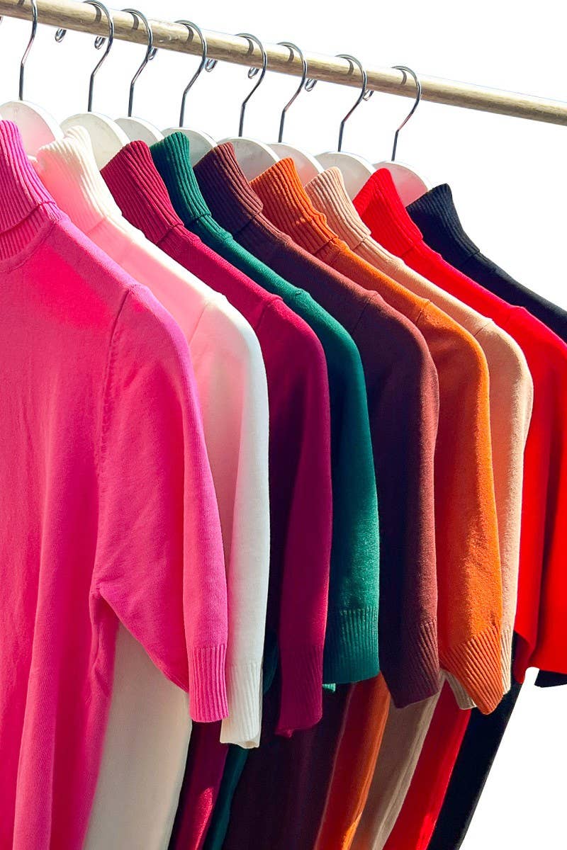 Vine & Love – wholesale Knitted jumper – Women′s – Elbow Sleeve Turtleneck Knitted Sweater Top VT81579-2