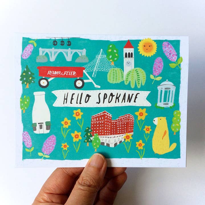 Honeyberry Studios - Wholesale Everyday Greeting Card - Hello Spokane Greeting Card2