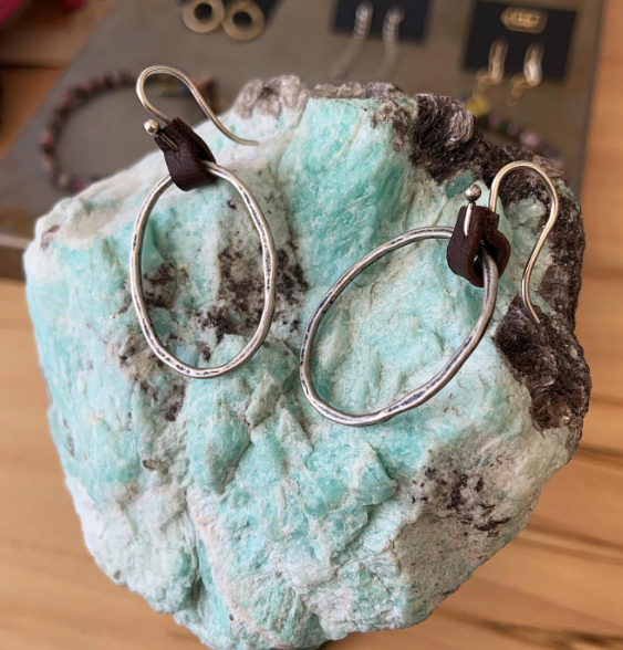 CLP Jewelry - Wholesale Hoop Earrings - Oblong Hoop on Leather Tab Earrings Medium2