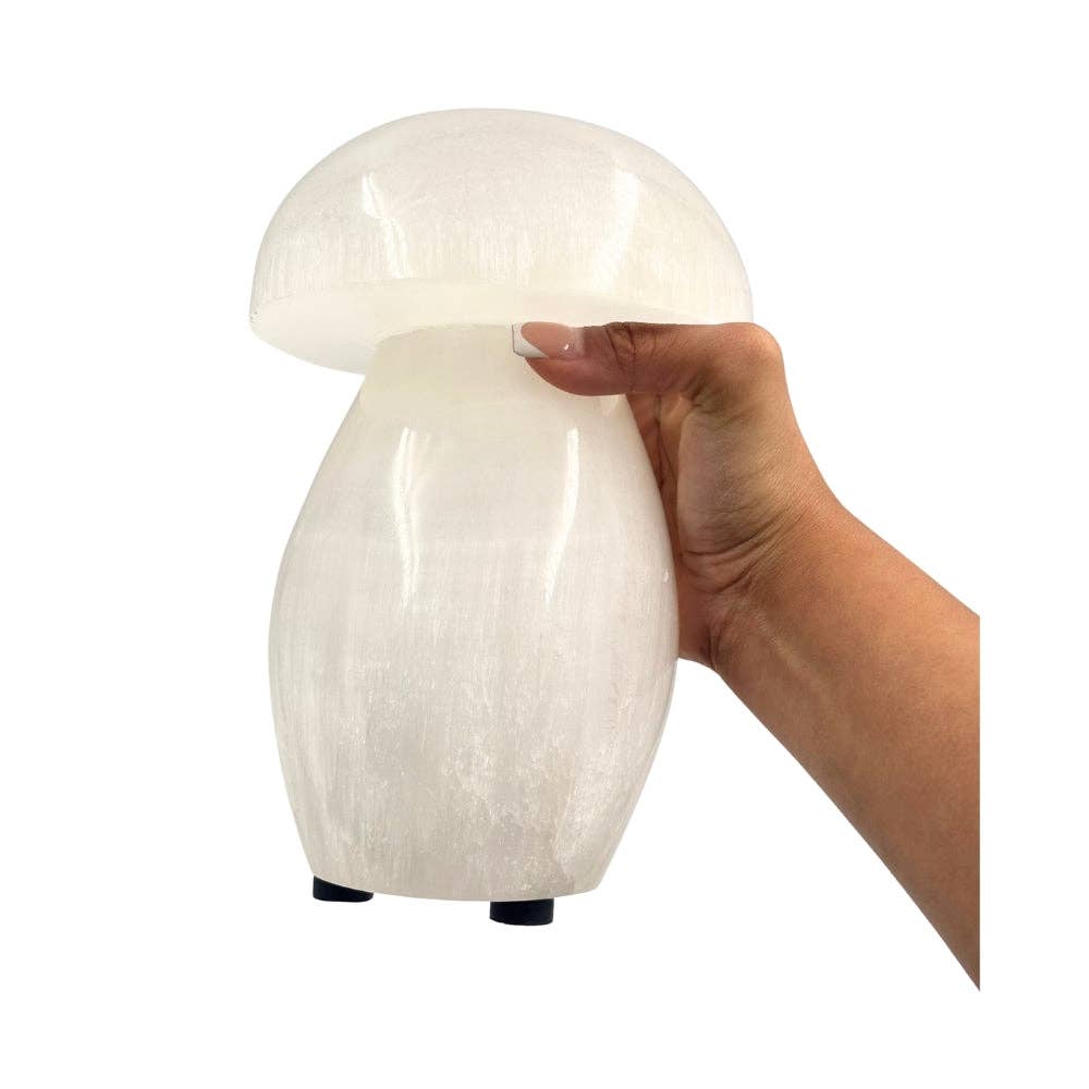 Earths Elements Wholesale - Wholesale Accent/Desk Lamp - Selenite - Lamp, Large Mushroom2