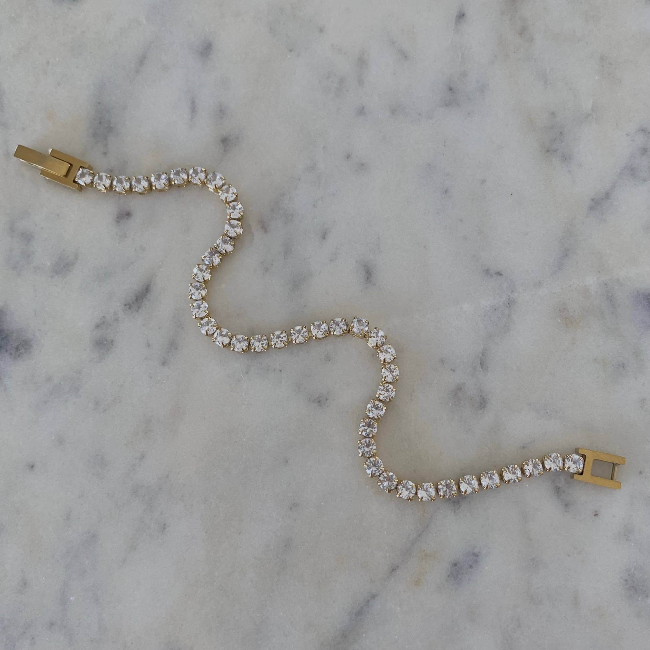 Amady Jewelry - Vendita all'ingrosso Bracciali tennis - Bracciale Tennis 3mm in acciaio inossidabile con zirconia cubica in oro 18 carati 3