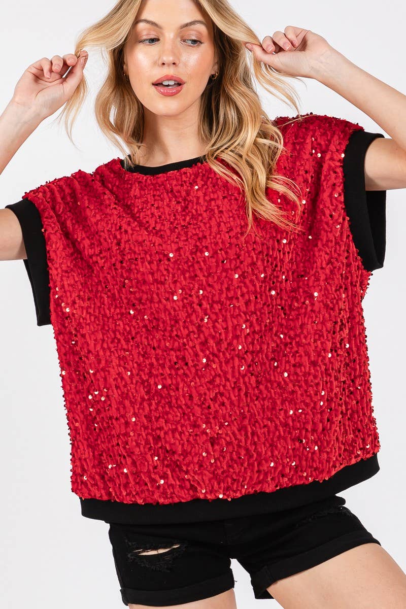 Sewn and Seen - Wholesale Blouse - Dames - FLUWELEN PAILLETTENTOP10