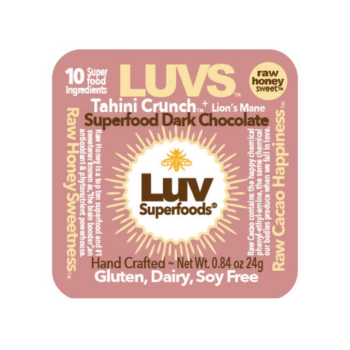 LUV Superfoods - Wholesale Chocolate Covered Sweets - Tahini Crunch +Ashwagandha Superfood Dark Chocolate Cups