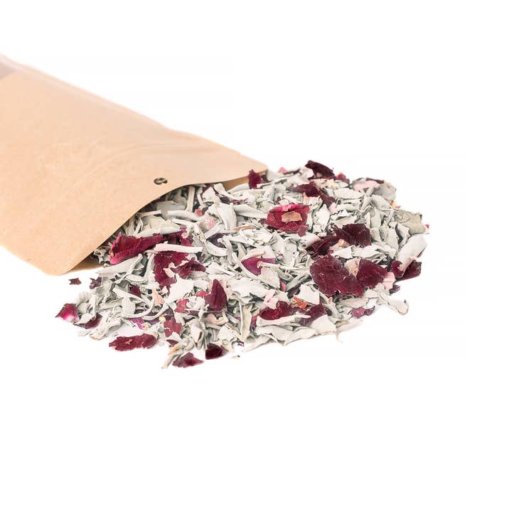 Sarimoire - Wholesale Meditation Supplies - Love + Light Floral and Sage 2oz. Mix Blend in Kraft Bag