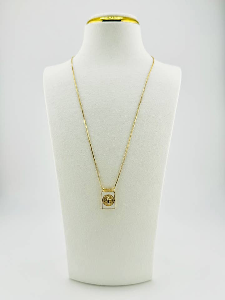 Saint Benedit 18k gold filled necklace for wholesale by Bella Blu Designs