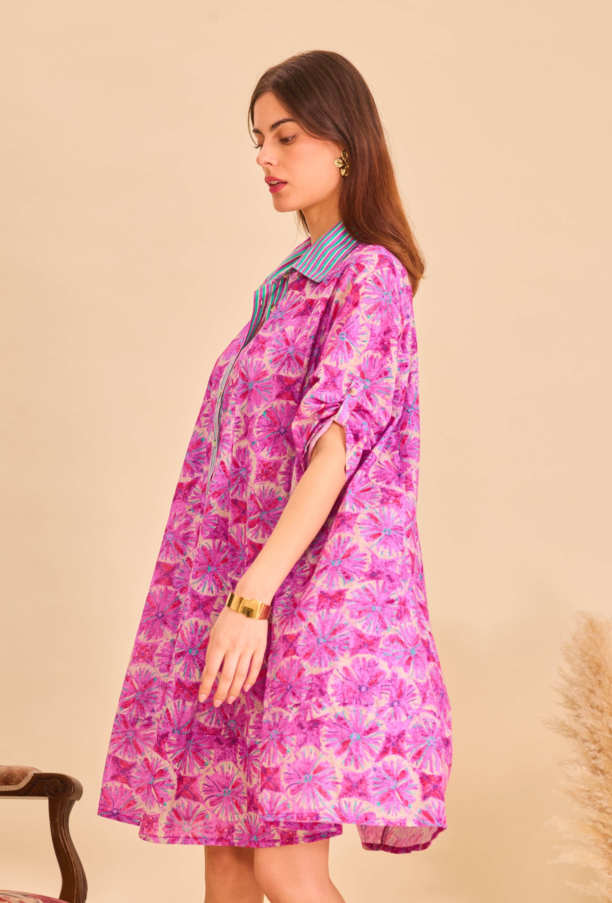 IP214 Abito corto in cotone bohémien - Orice  in vendita all'ingrosso su Faire2