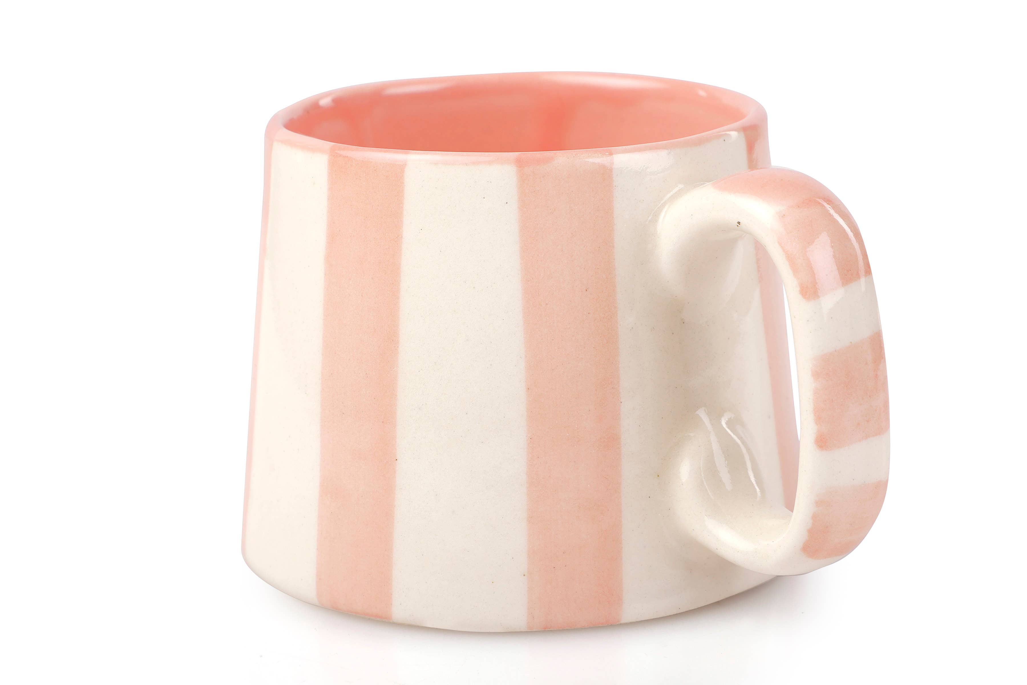 Casa Amarosa - Wholesale Coffee Mug - Ceramic Pink Stripe  Coffee cup- 220ml2