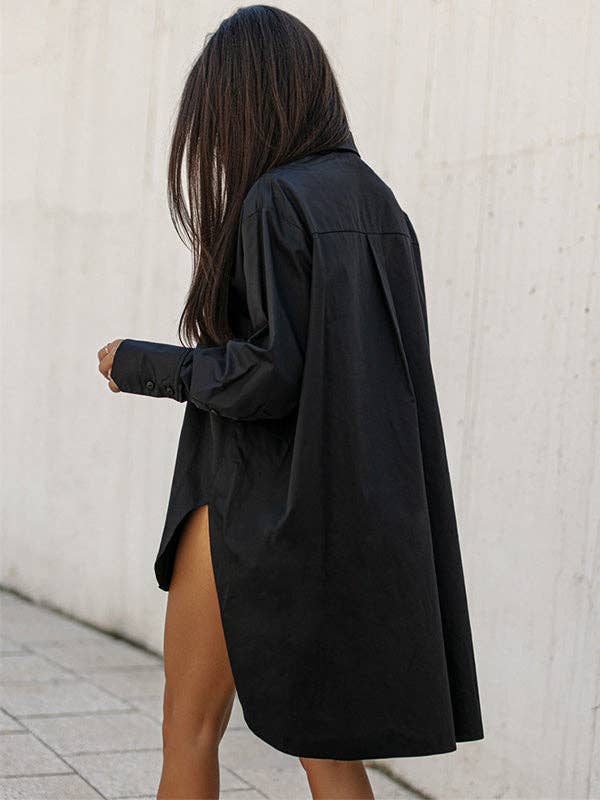 Plush Looks - Vente Chemise à col boutonné – femme - Chemises Urban manches longues col à revers asymétriques uni8