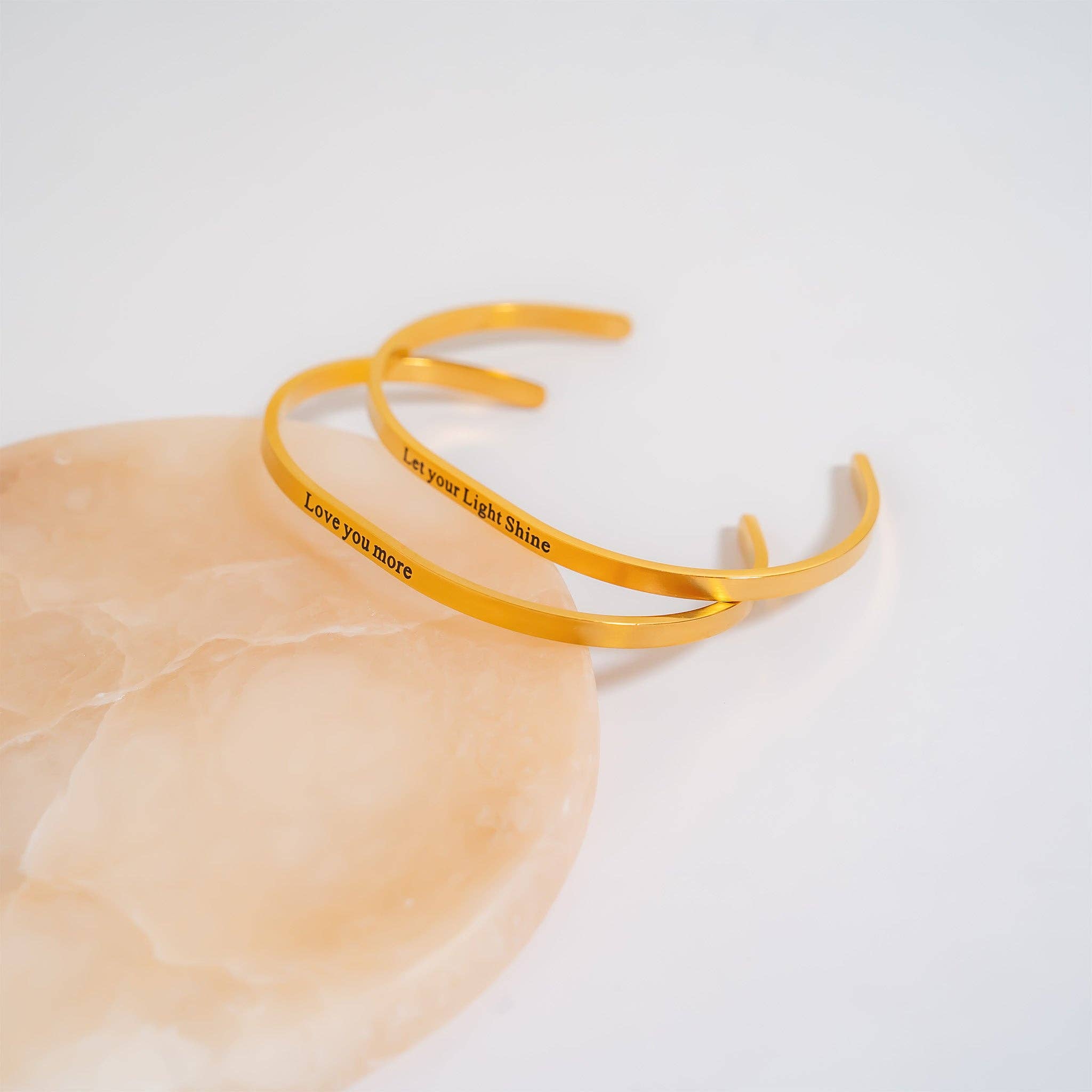 WJW - Wholesale Bangle Bracelet - 18K Gold PVD Stainless Steel Let your Light Shine Bracelet4