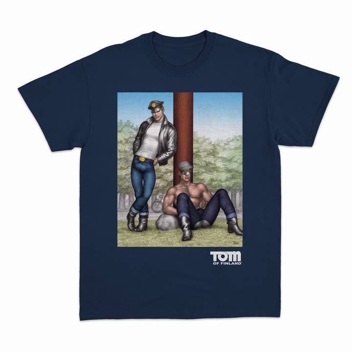 Tom of Finland "REST STOP" T-shirt - Navy for wholesale by Peachy Kings / Kweer Cards