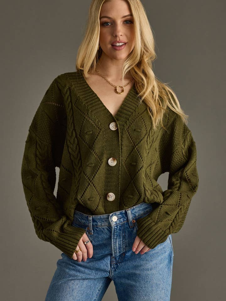 Olive Button Up Cardigan and other Purchase Wholesale button up sweater. Free Returns & Net 60 Terms on Faire trending on Faire.