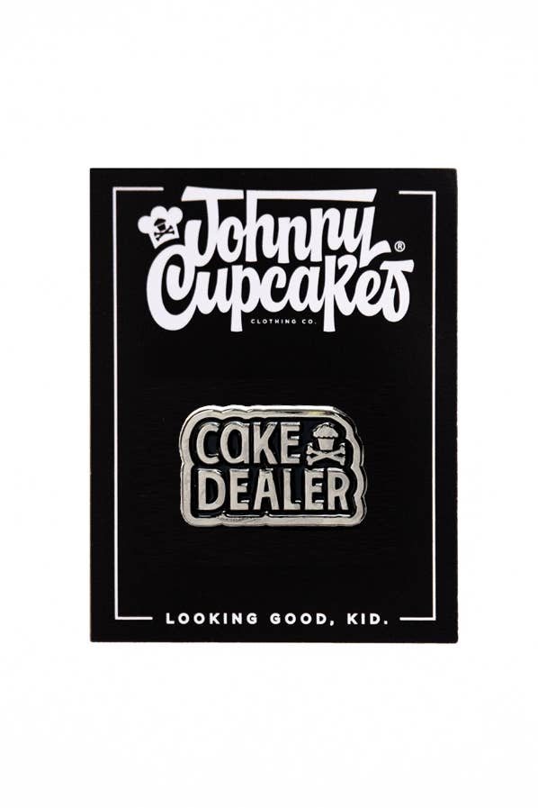 Cake Dealer Enamel Pin for wholesale by Johnny Cupcakes