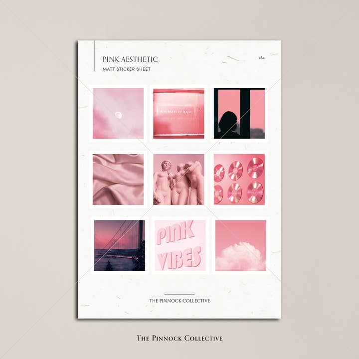 The Pinnock Collective (Duty Paid) – wholesale Sticker – Pink Aesthetic Themed Sticker Sheet2