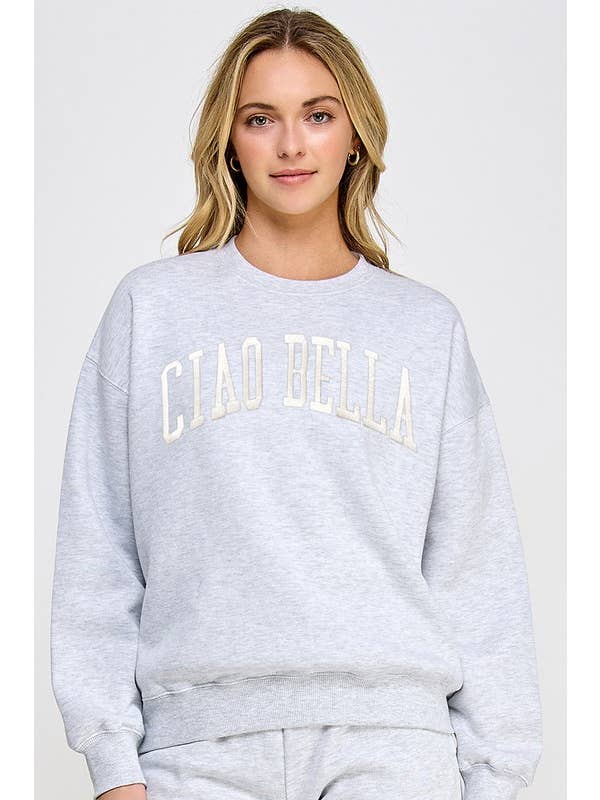 Vanilla Monkey - Wholesale Graphic Sweatshirt - Women's - Fleece Relaxed Fit Sweatshirt with Ciao Bella Emb1