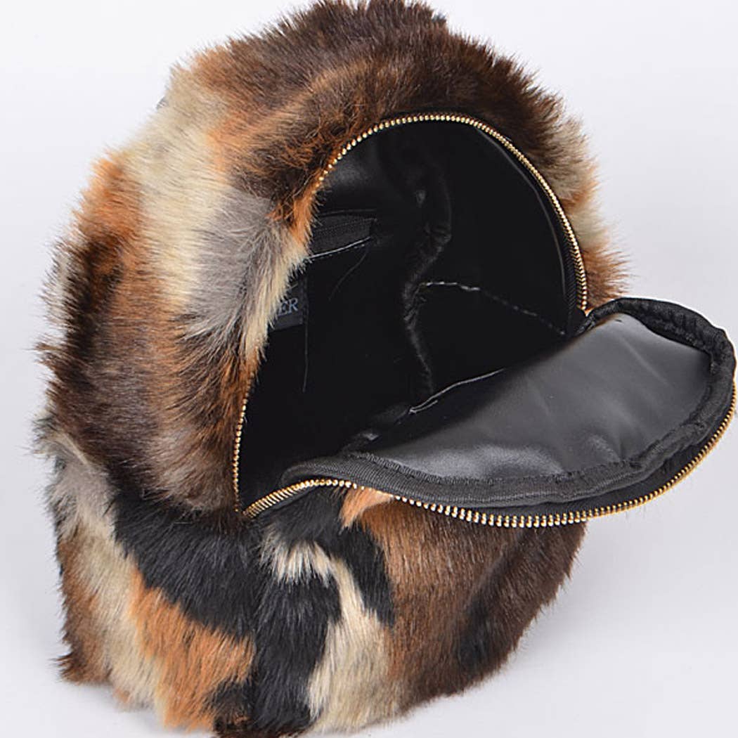 Brown Faux Fur Animal-Inspired Backpack for wholesale on Faire1