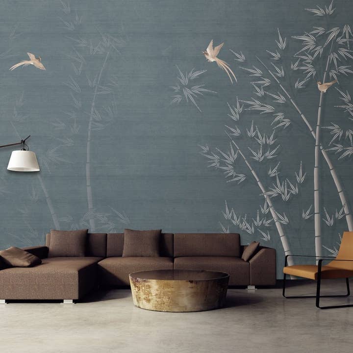GK Home Decor – wholesale Tapetrulle – Mörk blommig akvarell skog asiatisk flyttbar tapet