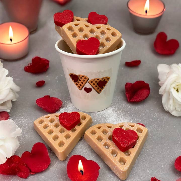 WAFFLE HEARTS wax melts | Serendipity scent | 6 oz for wholesale by Eartherella Soap & Candle Co., LLC