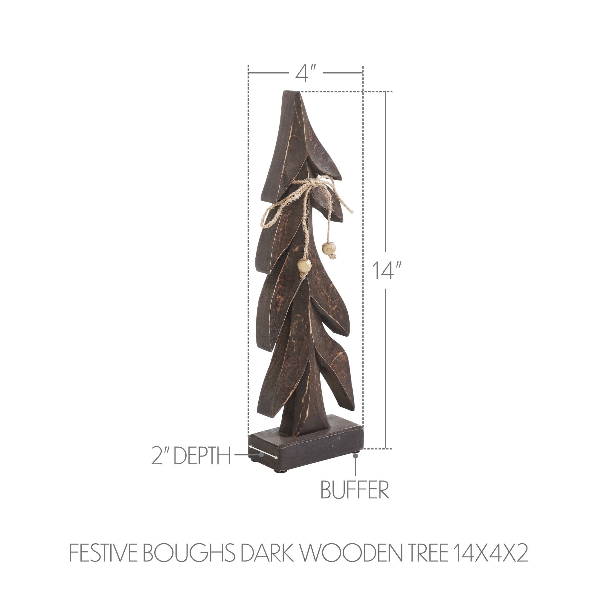 VHC Brands - Wholesale Decorative Tabletop Object - Festive Boughs Dark Wooden Tree 14x4x22