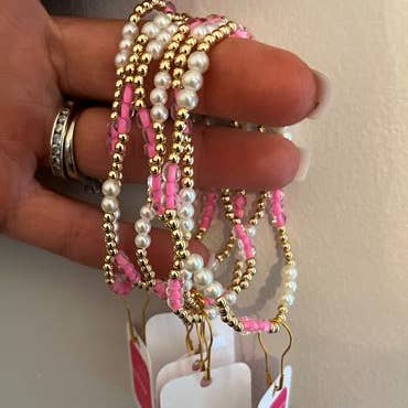 Stick Style - Wholesale Beaded Bracelet - Gold Filled & Pearl Bracelet - water proof/ non-tarnish