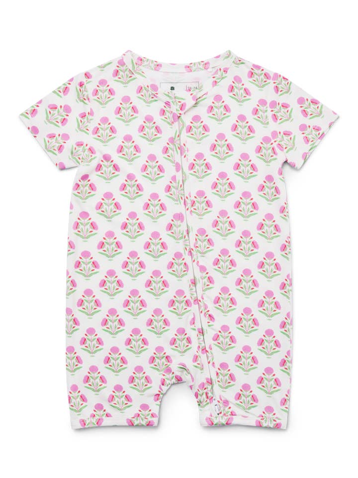 Motette - Wholesale Sleepsuit - Baby - Pink Posy Short Sleeve & Shorts Bamboo Sleeper1