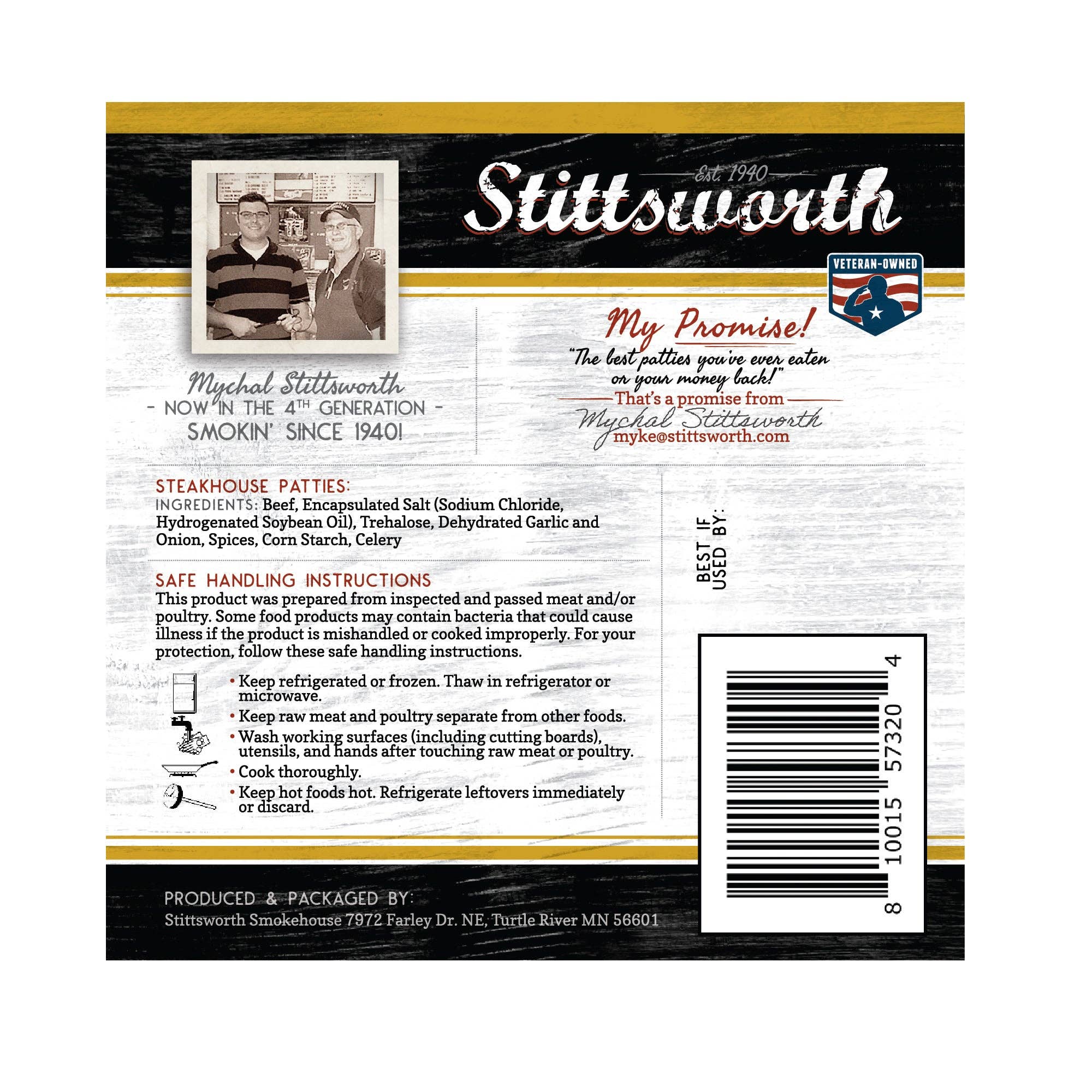 Stittsworth Meats - Vente Bœuf - Steaks hachés type steakhouse Stittsworth Meats 150 g - Lot de 2 - Viande du Minnesota - Hachée à partir de viande de muscle entière1