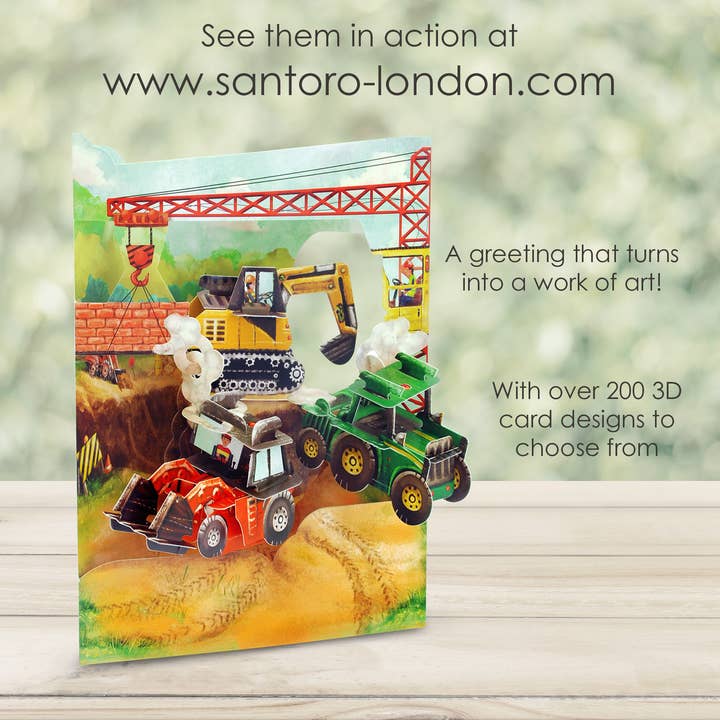 Santoro London - Wholesale Everyday Greeting Card - SC171 – Swing Cards - Tractors And Diggers3