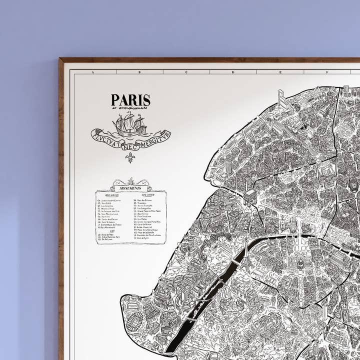 EMILIE ETTORI ILLUSTRATION - Wholesale Art Print - Paris Map Poster2