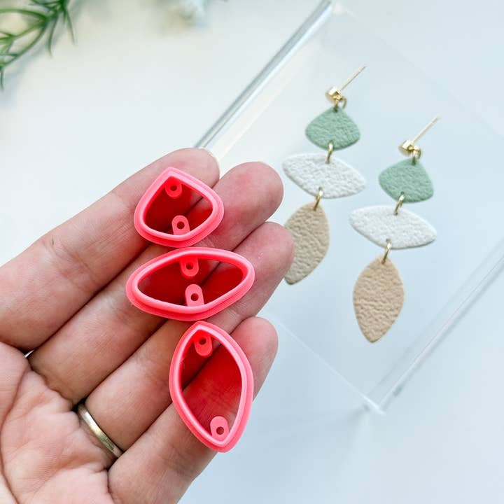 Tera Clay – wholesale Craft tool – Diamond Pebbles with Drill Guides Polymer Clay Cutters Set2