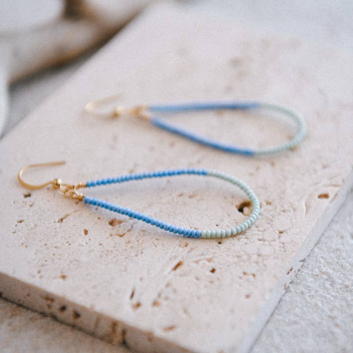 Coastal Seed Bead Teardrop Earrings for wholesale by Cecelia Designs Jewelry