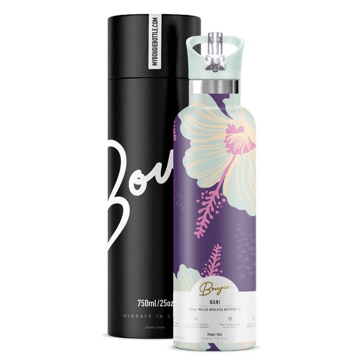 My Bougie Bottle - Wholesale Water Bottle - NANI Hibiscus Flower 25 oz Insulated Water Bottle Purple0